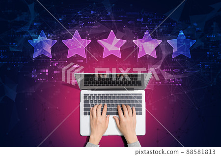Rating star concept with person using laptop 88581813