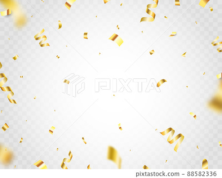 Confetti celebrate frame. Carnival party serpentine. Streamer, ribbon firework explosion. Birthday design. Anniversary banner. Festive surprise. Holiday card. Falling tinsel. Vector illustration 88582336