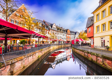 Saarburg, Germany - Old town and touristic Saar River banks 88583526