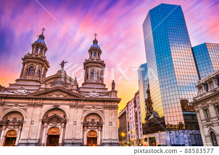 Santiago de Chile, Chile, - Plaza de Armas colored sunset Santiago de Chile, Chile, - Plaza de Armas colored sunset 88583577