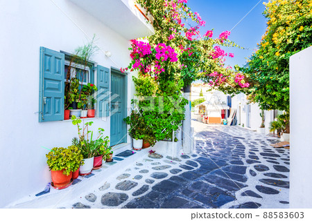 Mykonos, Greece - Whitewashed small city in Greek Islands Mykonos, Greece - Whitewashed small city in Greek Islands 88583603