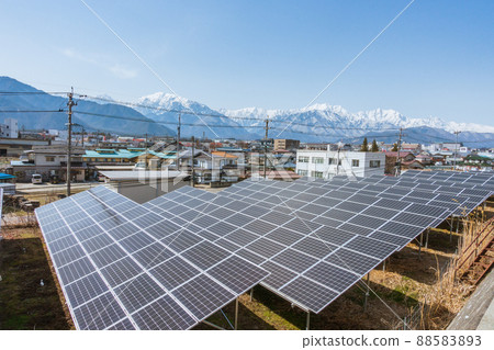 Northern Alps and Solar Panels [Omachi City] 88583893