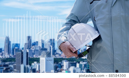 以城市為背景的建築工人 88584300