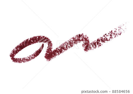 lip liner stroke smear smudge isolated on white. Trace makeup pencil burgundi lip liner stroke smear smudge isolated on white. Trace makeup pencil burgundi 88584656