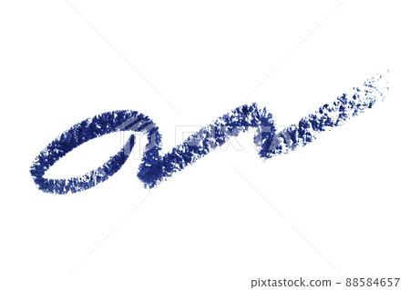 Eyeliner stroke smear smudge isolated on white. Trace makeup pencil trendy blue color. 88584657
