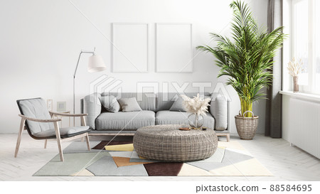 Mock-up frame in home interior background, 3d render 88584695