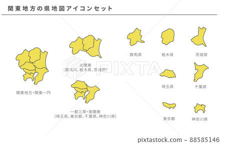 Kanto Map Vector Map of Japan, Kanto region map icon set, vector... - Stock Illustration ...