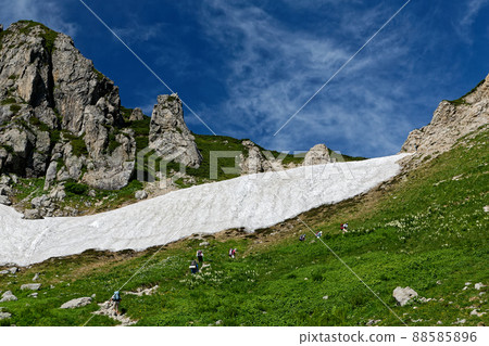 北阿爾卑斯山的降雪和登山者，秩父平 88585896
