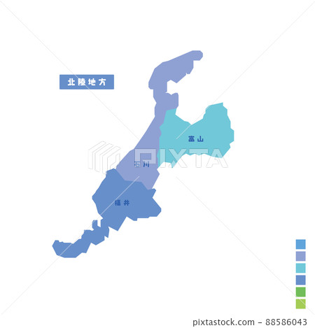 Map of Japan / Map of Japan Hokuriku region Rainy day I tried to color-code by color Map of Japan / Map of Japan Hokuriku region Rainy day I tried to color-code by color 88586043