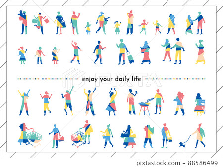 人們日常生活幾何圖案生活方式套裝 人們日常生活幾何圖案生活方式套裝 88586499