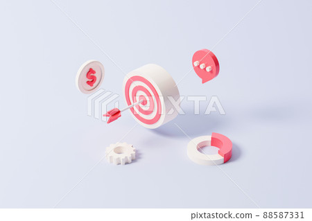 Isometric aiming dart board and arrow 88587331