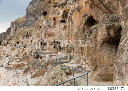 View of the historic cave city and the monastery complex of Vardzia View of the historic cave city and the monastery complex of Vardzia 88587471