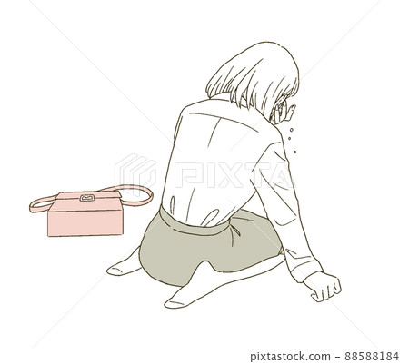 一個沮喪和哭泣的女人的美麗插圖 88588184