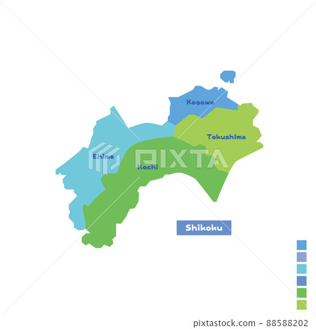 日本地圖 / 日本四國地區地圖 下雨天我嘗試按顏色進行顏色編碼(英文版) 日本地圖 / 日本四國地區地圖 下雨天我嘗試按顏色進行顏色編碼(英文版) 88588202
