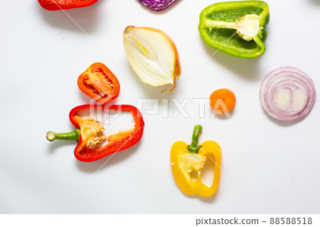 Set of slice mix colorful vegetable on white background 88588518