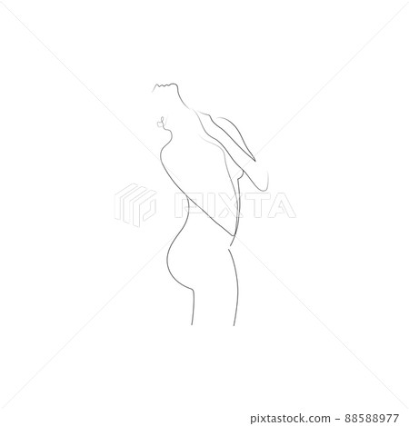 minimal line art of beautiful woman looking up minimal line art of beautiful woman looking up 88588977