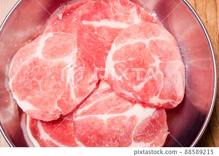 Korean traditional style fresh pork beef belly BBQ 88589215