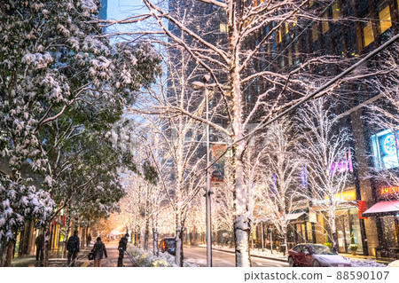 《東京》 大手町大雪的雪景 88590107