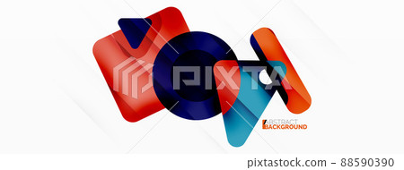 Primitive geometric shapes - line, triangle, square and circle composition. Vector geometric minimal abstract background for wallpaper, banner, background, landing page 88590390