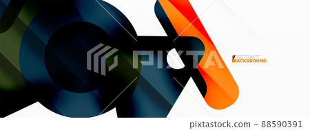 Primitive geometric shapes - line, triangle, square and circle composition. Vector geometric minimal abstract background for wallpaper, banner, background, landing page 88590391