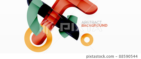 Minimalist geometric abstract background. Lines, circles with shadow effects composition wallpaper design Minimalist geometric abstract background. Lines, circles with shadow effects composition wallpaper design 88590544