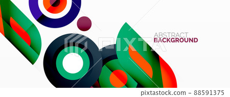 Abstract round shapes background. Minimalist decoration. Geometric background with circles and rings Abstract round shapes background. Minimalist decoration. Geometric background with circles and rings 88591375