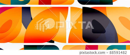 Lines, squares, circles and triangles. Geometric abstract background for wallpaper, banner, background, presentation or landing page Lines, squares, circles and triangles. Geometric abstract background for wallpaper, banner, background, presentation or landing page 88591482