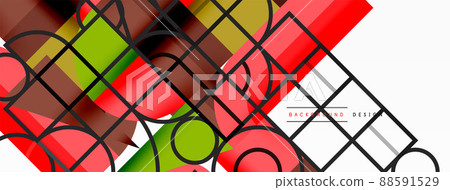 Minimal geometric abstract background. Circle square and triangle design. Trendy techno business template for wallpaper, banner, background or landing 88591529