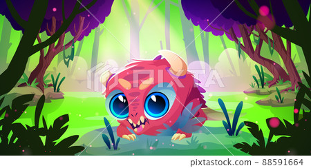 Cute baby monster cartoon character, funny alien Cute baby monster cartoon character, funny alien 88591664