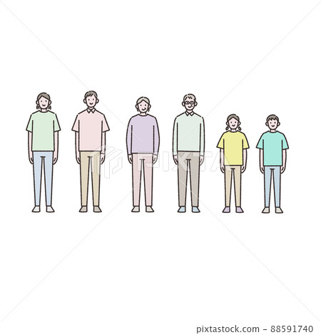 Illustration material set of people of various generations 88591740