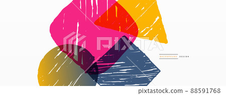 Abstract background. Hand drawn geometric shape - square, circle and triangle. Craft business concept template for wallpaper, banner, background or landing 88591768