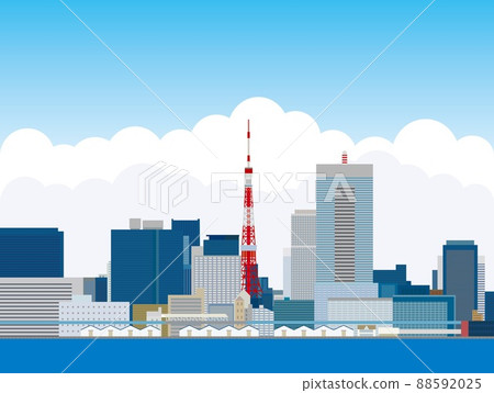 Tokyo Tokyo Tower Cumulonimbus summer image Tokyo Tokyo Tower Cumulonimbus summer image 88592025