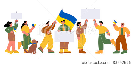Riot against war on Ukraine, people holding flags Riot against war on Ukraine, people holding flags 88592696