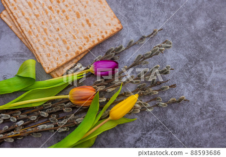Pesach traditional celebration Jewish holiday of kosher matzah bread for the ceremony ritual blessings 88593686