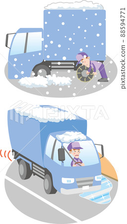 Traffic safety <Chain mounting & road freezing / truck driver> 88594771