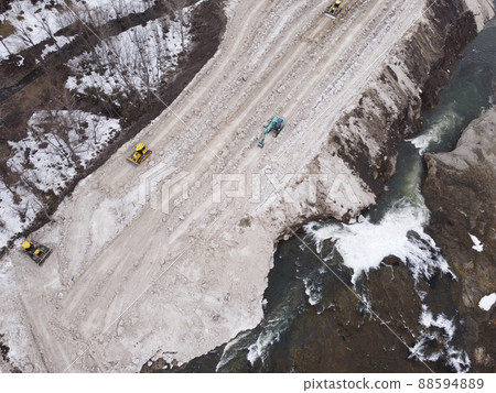 Snow deposit area (aerial view) 88594889