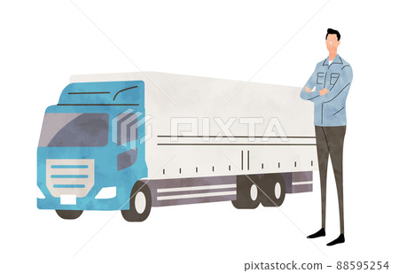 矢量圖素材：卡車和司機 88595254