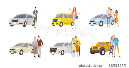 矢量圖素材：有車的人，套裝 88595255