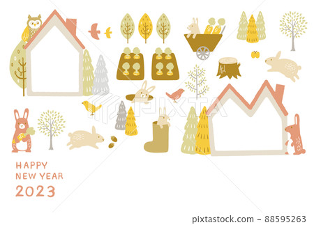 2023 New Year's card Forest Rabbit Photo Frame 88595263