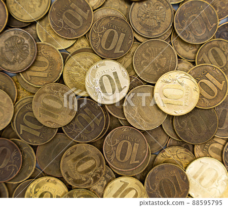 Russian coins, rubles. Background and texture of Russian money 88595795
