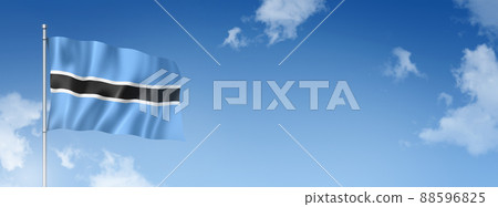 Botswana flag isolated on a blue sky. Horizontal banner 88596825