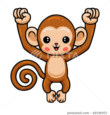 Cute baby monkey cartoon posing	 88596955
