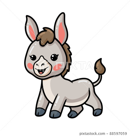 Cute baby donkey cartoon pose	 88597059