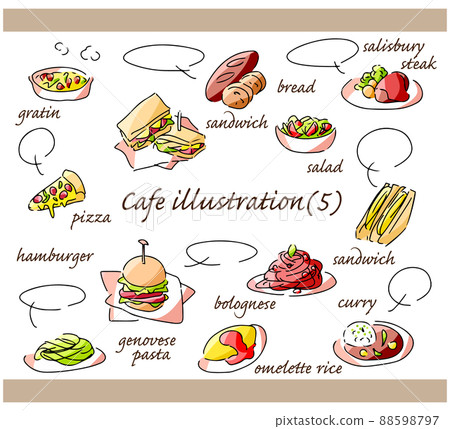 咖啡廳菜單的手繪插圖集⑤ 88598797