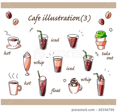 Hand-drawn illustration set of cafe menu ③ Hand-drawn illustration set of cafe menu ③ 88598799