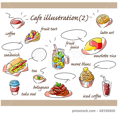 Hand-drawn illustration set of cafe menu ② 88598800