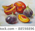 Peach and figs, still life oil painting 88598896