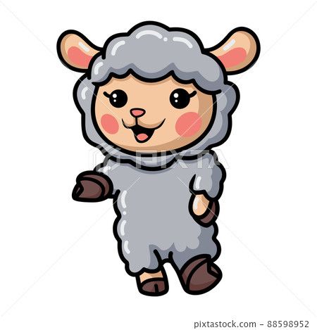 Cute baby sheep cartoon giving thumb up	 88598952