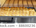 Row of fresh  baking bread from the oven 88600236
