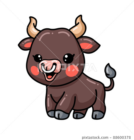 Cute happy baby bull cartoon Cute happy baby bull cartoon 88600378